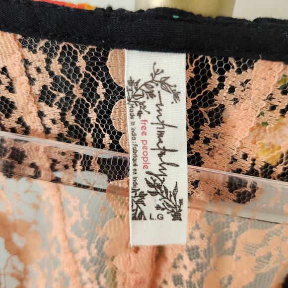 Free People Intimately Poppy Printed Bodysuit Womens Size Large Black Floral - Picture 4 of 7